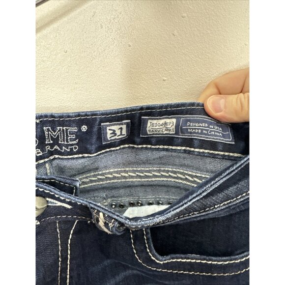 Miss Me Easy Capri Women 31x30 Blue Denim Jeans Jewelled Stretch - Picture 7 of 8